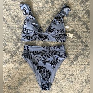 Aerie Ruffle Floral Bikini High Waisted